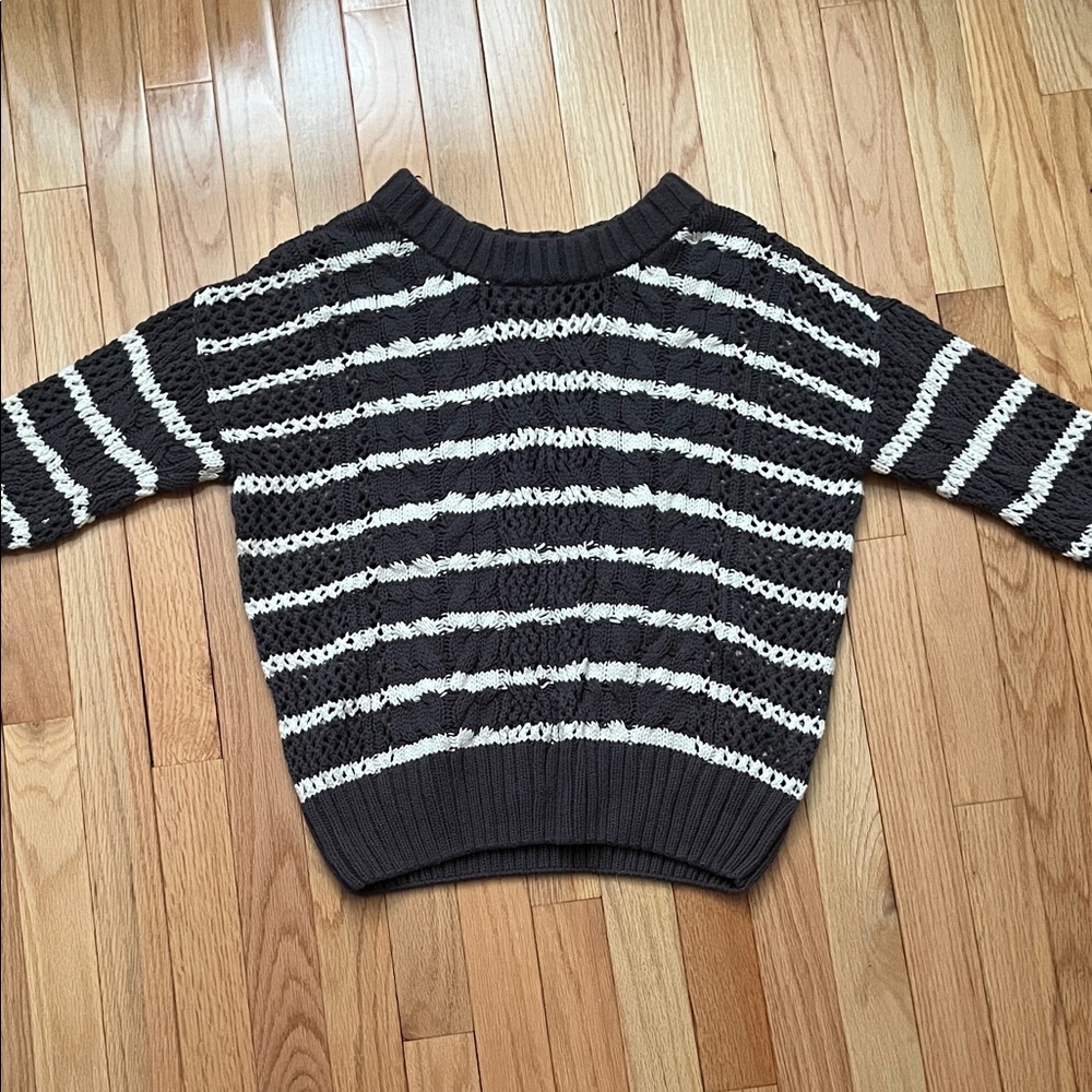 Sonoma Black and Cream Striped Women's Sweater